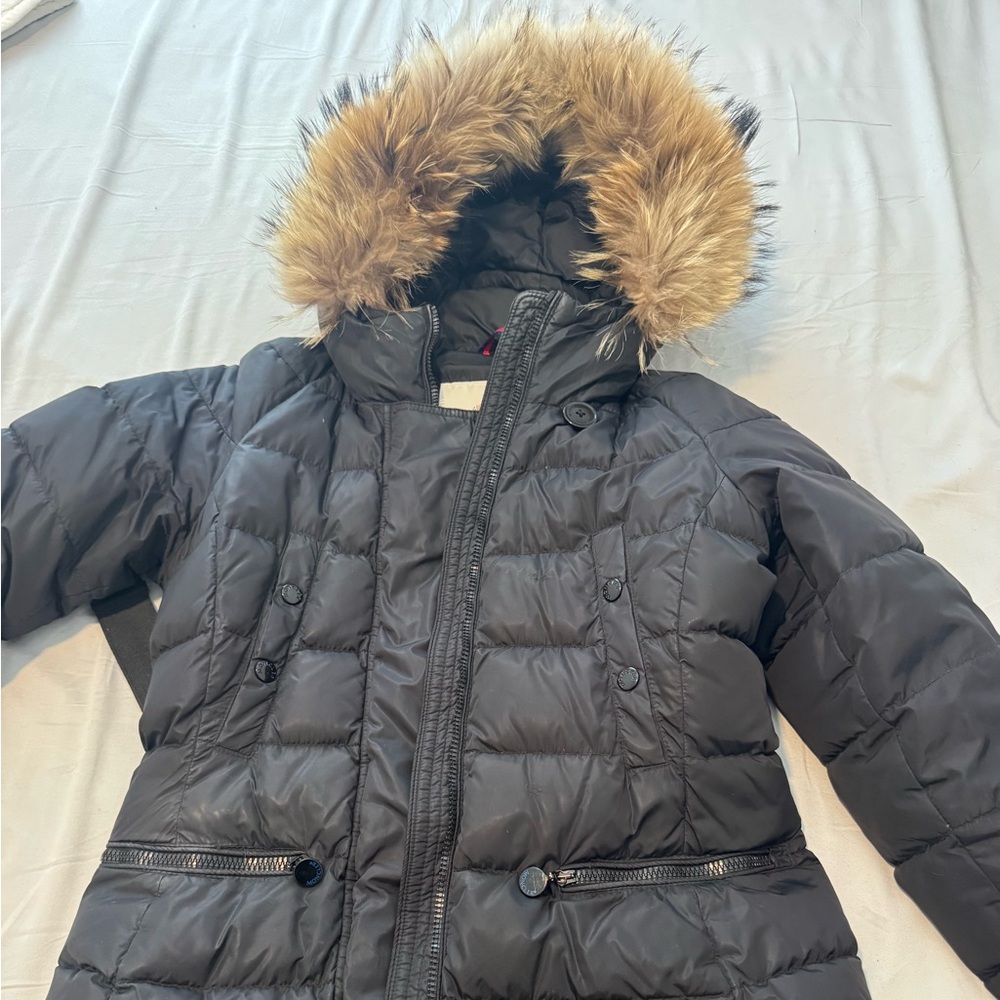 Moncler Black Puffer Jacket with Fur